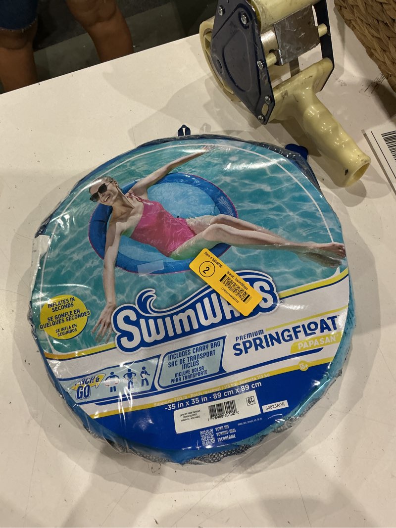 Condition photo showing As Is for swimways 12.5-in x 12.5-in 1 -seat blue spring float