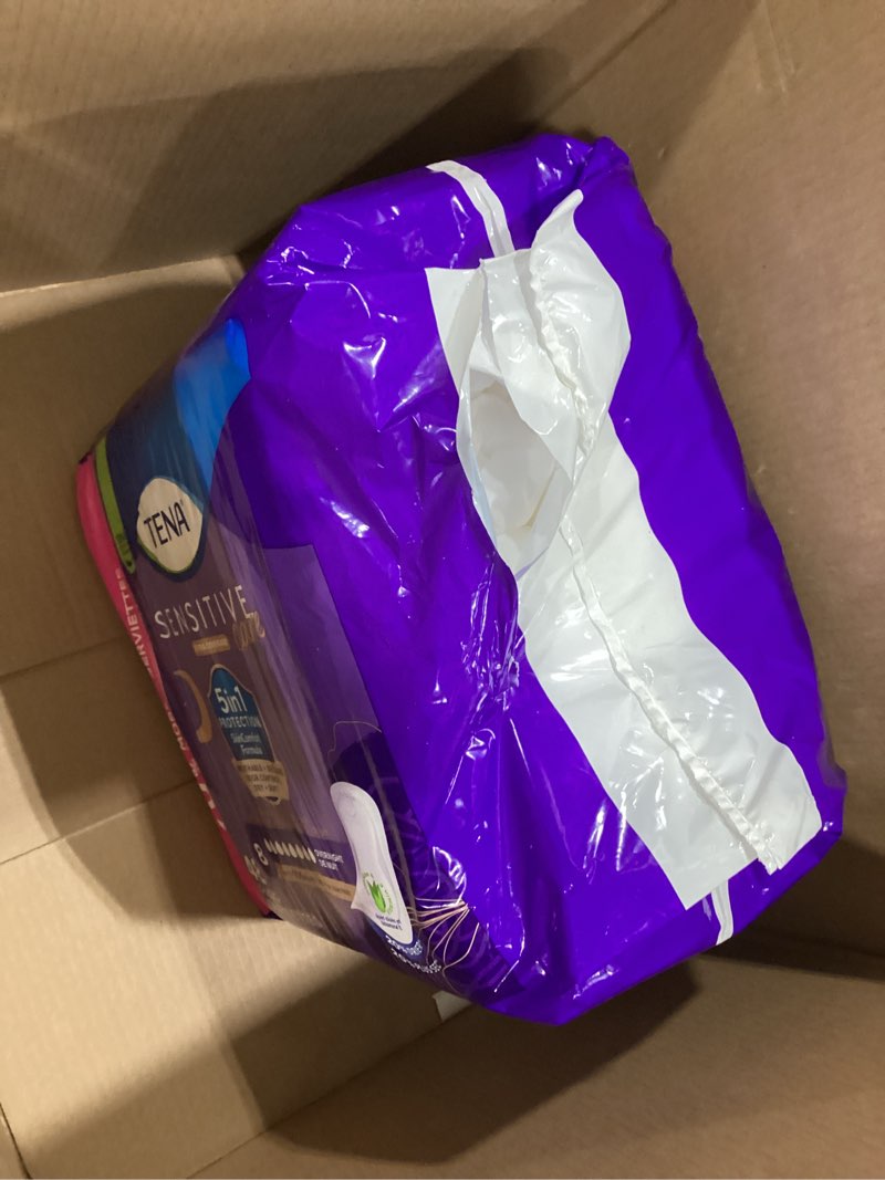 Condition photo showing As Is for Tena Sensitive Care Incontinence Pads, Bladder Control, Postpartum for Women, Overnight Absorbency, Extra Coverage, 48 Count