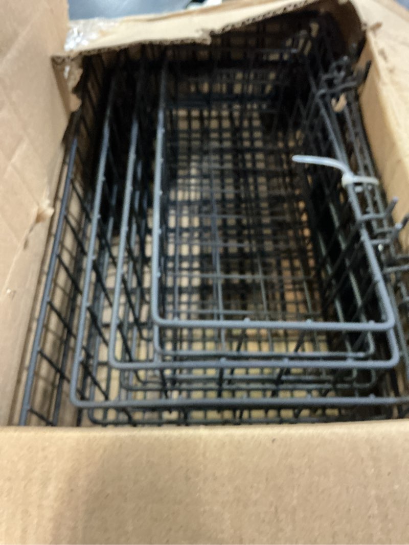 Condition photo showing Good Condition for 4 pack pegboard baskets hooks set, square style 4 size peg board organizer basket bins accessories for workbench,garage storage,tool hanger