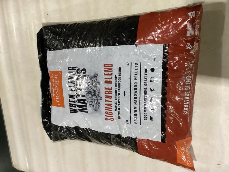 Condition photo showing As Is for traeger grills signature blend 100% all-natural wood pellets for smokers and pellet grills, bbq, bake, roast, 18 lb. bag 18lb signature blend