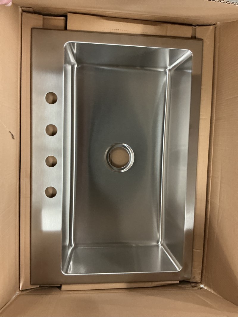 Condition photo showing Good Condition for allen + roth theo dual-mount 33-in x 22-in stainless steel single bowl 4-hole kitchen sink