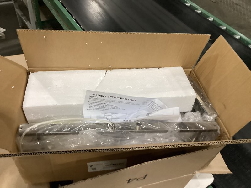 Condition photo showing Good Condition for Yaohong 3-Light Track Lighting Kit Brushed Nickel Track Lighting Fixtures, Bathroom Wall Light Ceiling Mount Rotatable Spotlights, Kitchen Ceiling Light Fixtures with Glass Shade for Bathroom Hallway Brushed Nickel 3 Light