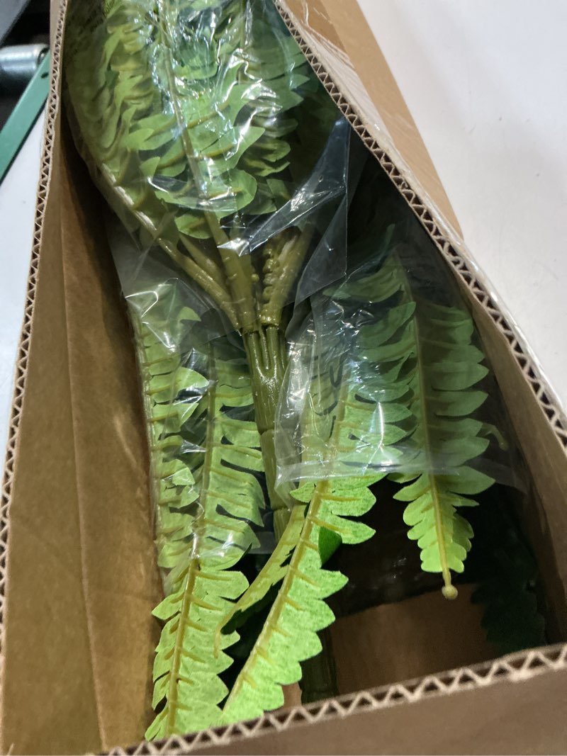 Condition photo showing Good Condition for 45" fake ferns, realistic large artificial bush plants, 2 artificial boston ferns with 59 fronds for outdoors planter indoor home garden porch decor green