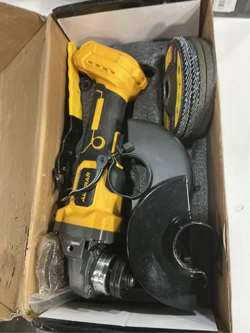 Condition photo showing As Is for 4-1/2" cordless angle grinder tool, brushless cordless grinder for dewalt 20v max (tool only), with quick-release guard, 3-speed control