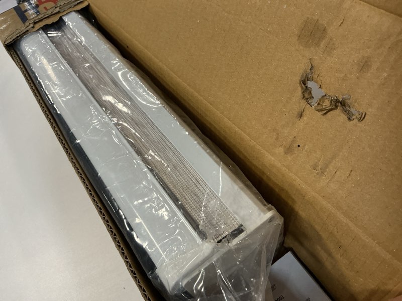 Condition photo showing Good Condition for Shadesu Cordless Zebra Blinds for Windows, 28" W x 72" H, Grey, Dual Layer Free-Stop Zebra Shades, Light Control for Day and Night, Sheer Blinds for Indoor Windows, Bedroom, Kitchen 02- Grey ( Cordless ) 28"W x 72"H