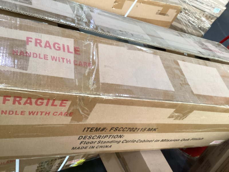 Condition photo showing New/Like New for Floor standing curio cabinet in mission oak finish