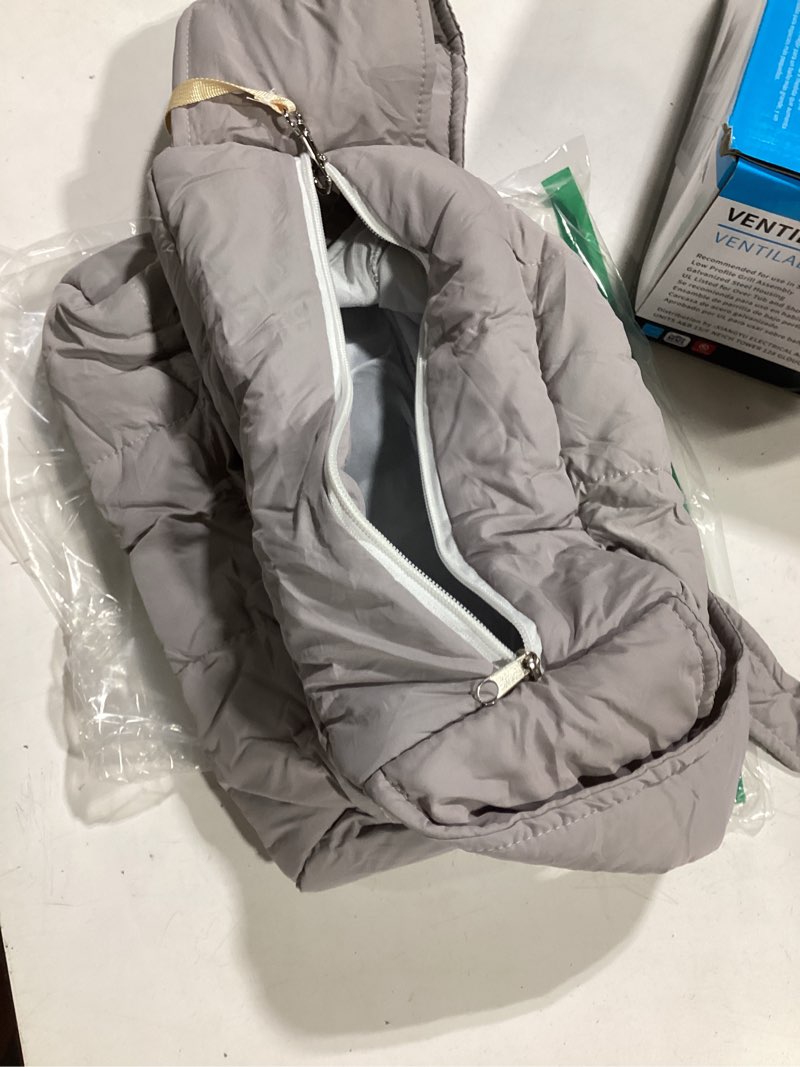 Condition photo showing Good Condition for mini dog purse carrier with pockets, warm cute pets bags with secure harness clip, cat shoulder bag for outings, lightweight puppies bags kennel, trained pets handbag outdoor(gray,one size) one size gray