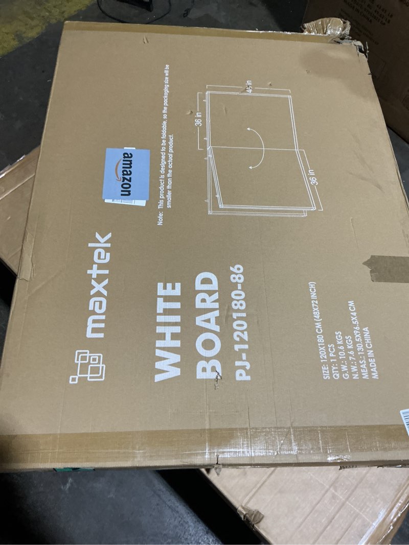 Condition photo showing New/Like New for magnetic white board dry erase board for wall?72" x 48" (6ft x 4ft) wall-mounted aluminum frame marker board, foldable portable whiteboard with a long pen tray for school, classroom, office & home 48"w x 72"h style b