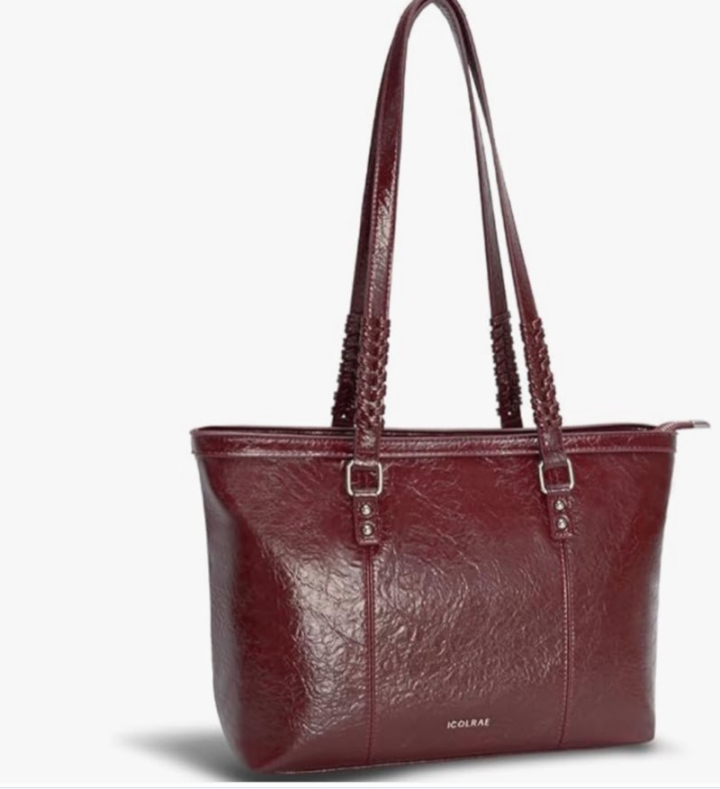 Tote Bag for Women Large Vegan Leather Shoulder Bag Casual Top Handle Hobo Handbag Work Travel Weekender Bags Red Tote