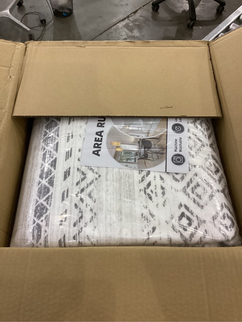 Condition photo showing New/Like New for 9x12 Area Rugs for Living Room Machine Washable Rug Distressed Indoor Carpet Neutral Moroccan Boho Rug Ultra Soft Area Rug for Bedroom Dining Room Playroom Office, Grey Grey 9' x 12' (Rectangular)
