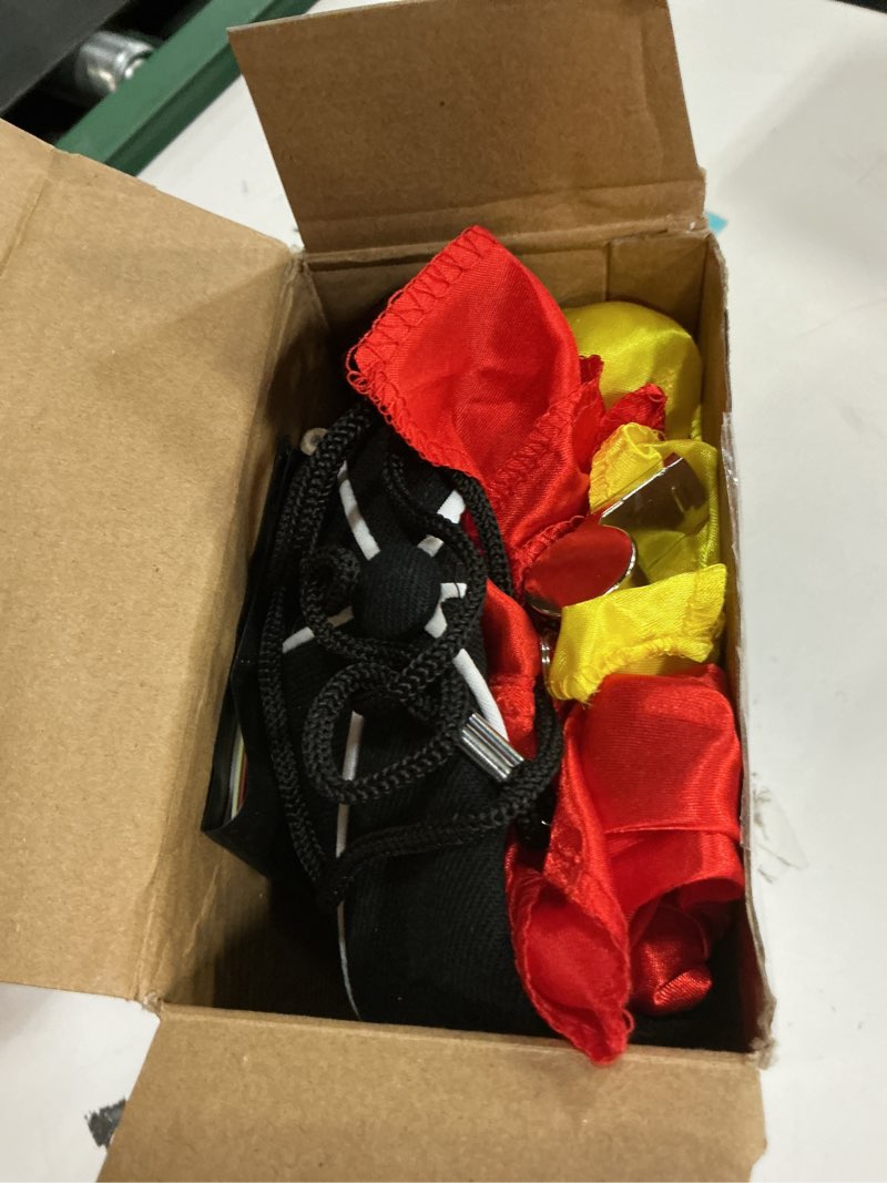 Condition photo showing Good Condition for Wettarn Men's Official Referee Costume Set Referee Shirt Referee Hat, Whistle with Lanyard Penalty Flag Cards Scorebook Large