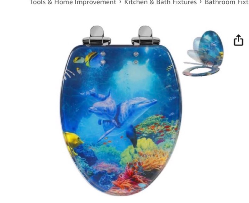 Angol Shiold Elongated Ocean Resin Toilet Seat, Soft Close Quick Release Metal Zinc Alloy Hinge Easy to Install also Easy to Clean, Decorative Acrylic Seats (19 Inch, Blue Dolphins Family Print)