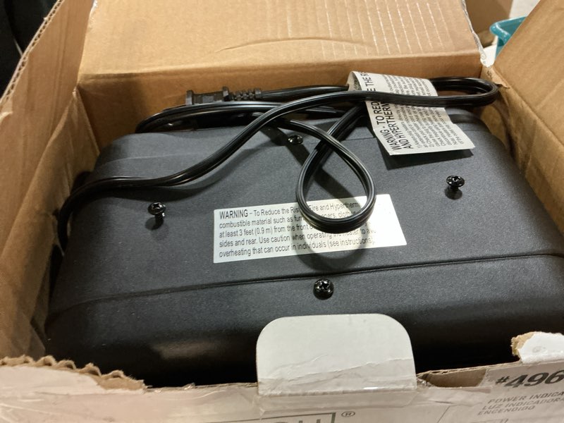 Condition photo showing As Is for Comfort Zone Milkhouse Style Utility Space Heater with Adjustable Thermostat, Electric, Portable, 3-Prong Plug, Overheat Protection, & Tip-Over Switch, Ideal for Garage or Workshop, 1,500W, CZ798GR3 Gray