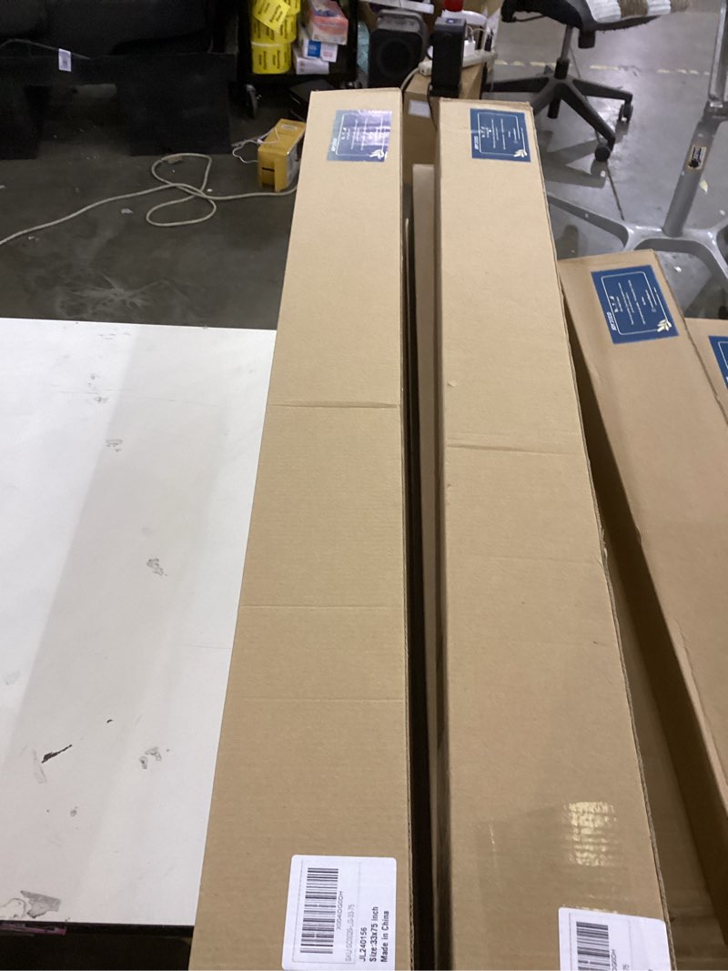 Condition photo showing New/Like New for Joydeco No Drill Blackout Shades, Free-Stop Cordless Roller Shades, UV Protection, Thermal Insulated Blinds for Indoor Windows, Easy Install Window Blinds for Home and Office (Grey, 33" W X 75" H) Light Grey (No Drill) 33"W x 75"H