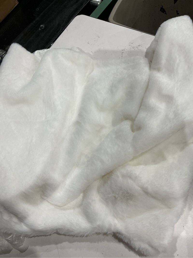 Condition photo showing Good Condition for allegra k cropped jacket for women's faux fur with pockets long sleeve open front wedding bolero gowns coat large white