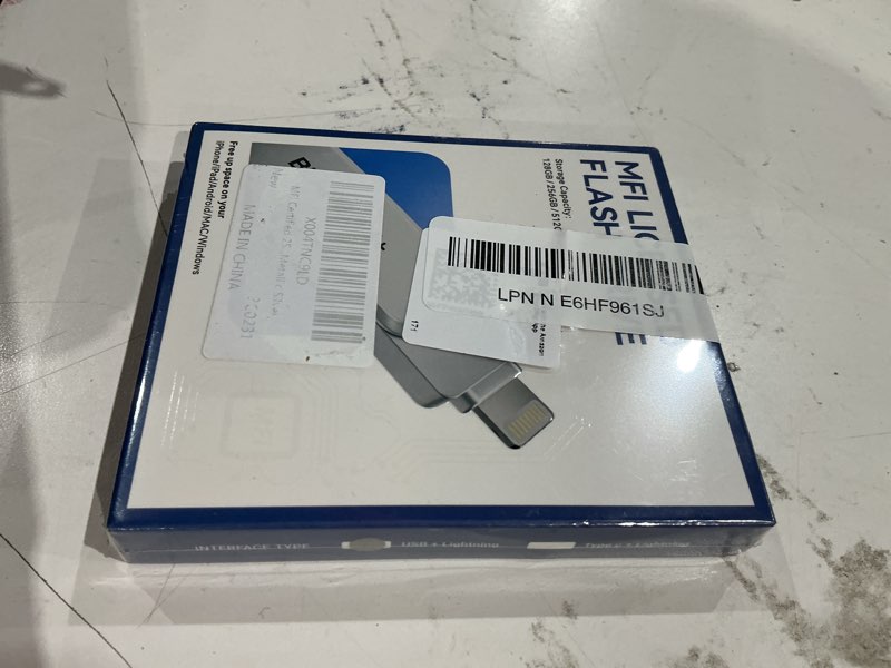 Condition photo showing Good Condition for mfi certified 256gb flash drive for iphone photo stick, usb memory stick high speed iphone flash drive, external memory storage usb stick thumb drive for iphone/ipad/android/pc (metallic silver) 256gb metallic silver