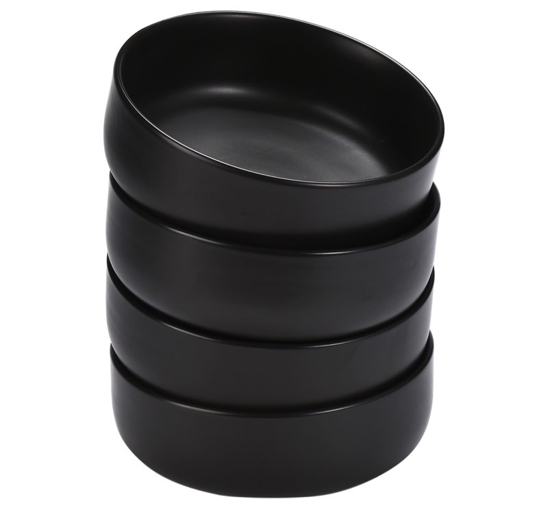 Bruntmor Ceramic Serving Bowls - Set of 4 Large Cereal Bowls - 28oz Black Salad Bowls - Dishwasher, Oven, and Microwave Safe Soup Bowl - Ceramic Bowl Set for Breakfast, Lunch, and Dinner