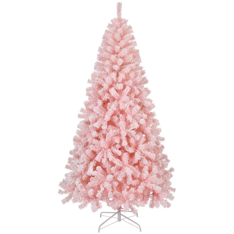 Karl home 7ft Pink Artificial Christmas Tree, Classic Spruce Tree with Sturdy Metal Stand for Home, 