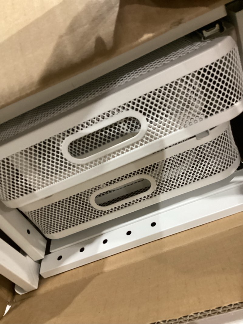 Condition photo showing Good Condition for Corbyles 2 Pack 21IN-Depth Under Sink Organizer With Next-Gen Ball-Bearing Slides,2-Tier Precision Mesh Pull Out Cabinet Storage for Bathroom&Kitchen,Height Adjustable Drawers Shelf,Anti-rust-White White 2 Pack-21"Dx12.4"-16.5"H