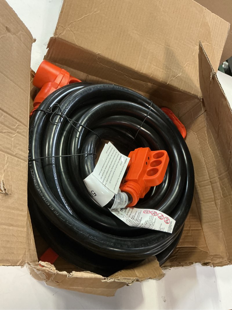 Condition photo showing New/Like New for 30FT 50 Amp RV Extension Cord Outdoor with Grip Handle, 125/250V, 12500W, 4 Prong, Heavy Duty 6/3+8/1 Gauge STW, NEMA 14-50P to 14-50R with Cord Organizer, ETL Listed