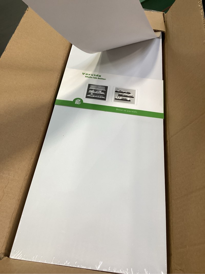 Condition photo showing Good Condition for Vervida White Floating Shelves 24" W x 7.9" D x 1.5" H, Classic Modern Style, Ideal for Living Room,