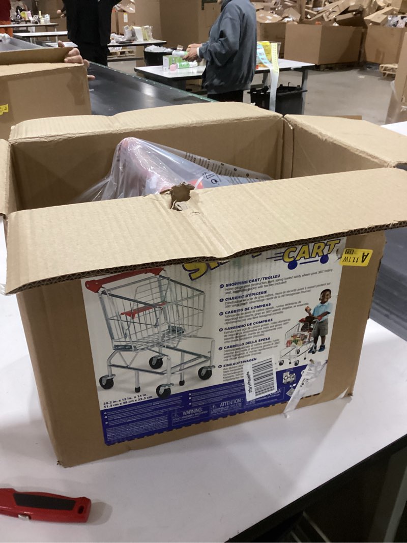 Condition photo showing New/Like New for Melissa & Doug Toy Shopping Cart, Grocery Store Pretend Play Toys with Sturdy Metal Frame & Working 
