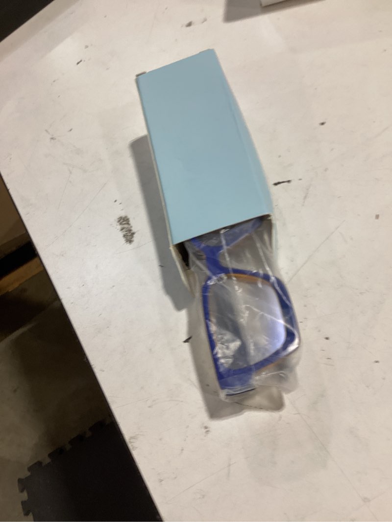 Condition photo showing Good Condition for livho oversized eyewear frame for woman and men - rectangle fashion glasses for computer, chic preppy frame blue with orange inside chunky