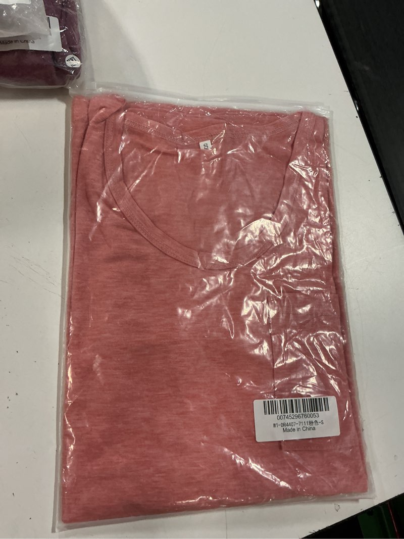 Condition photo showing New/Like New for shibever long sleeve basic t shirt for women comfort soft loose fit plain tee blouse tops baggy pink pullover cotton clothing size s