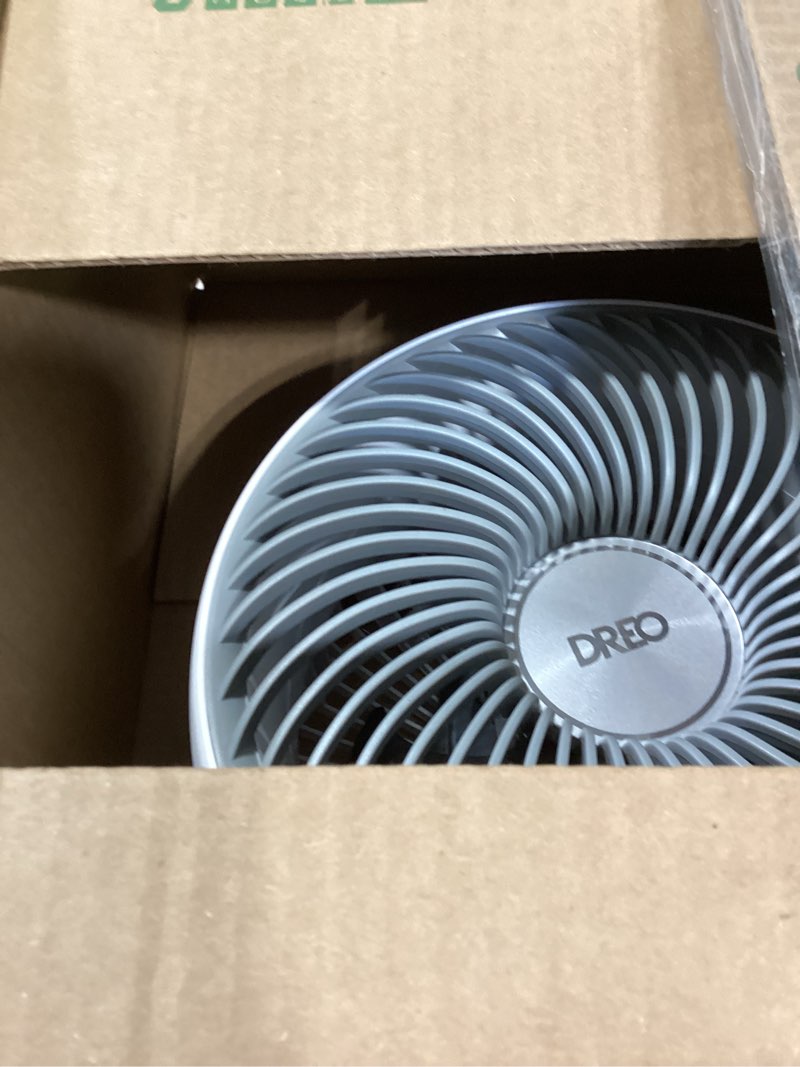 Condition photo showing Good Condition for dreo desk fan, 12-inch air circulator fan for bedroom, 70ft powerful airflow, 120° tilt adjustment, 25db ultra-quiet, 3 speeds small table fan for whole room, home, office grey