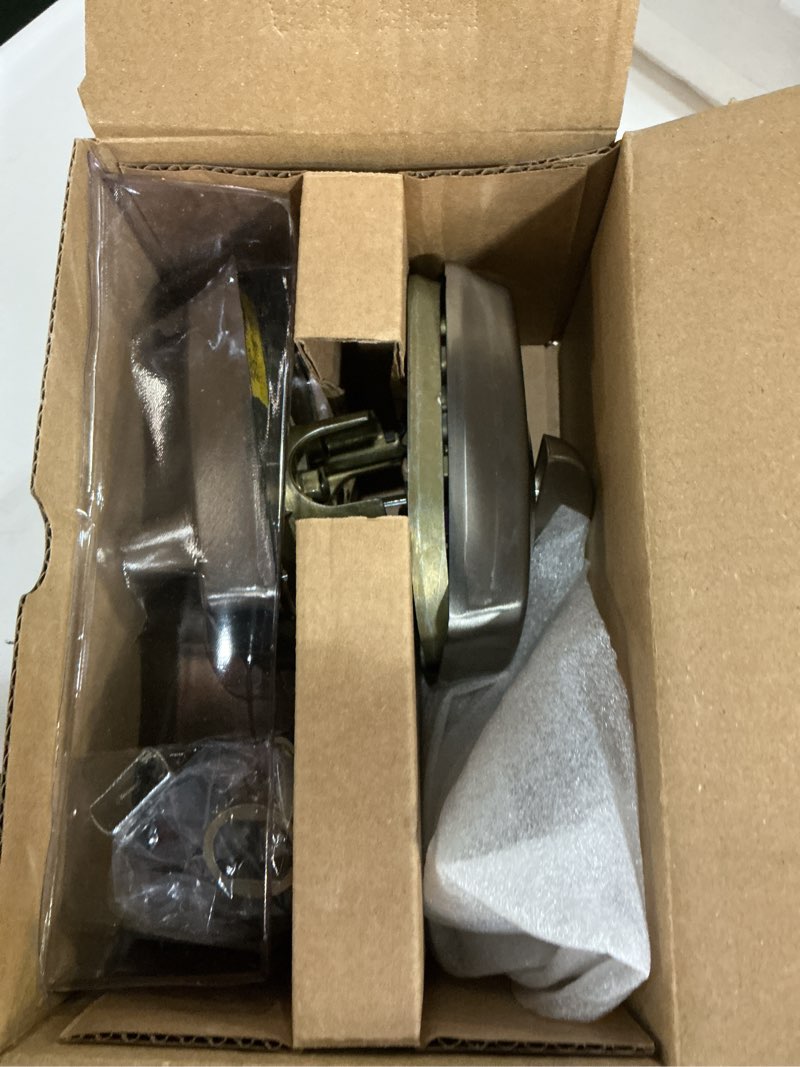 Condition photo showing As Is for schlage be365 v cam 619 camelot keypad deadbolt, electronic keyless entry lock, satin nickel satin nickel camelot camelot