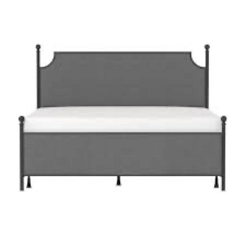 (Incomplete )MCARTHUR KING METAL AND UPHOLSTERED HEADBOARD AND FOOTBOARD (MATTE BLACK / GRAY FABRIC)  100974-134976/2717-660