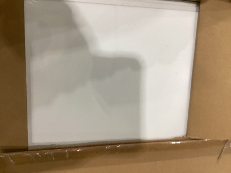 Condition photo showing As Is for has damage vusign 36\" x 24\" magnetic whiteboard for wall, dry erase board with silver aluminum frame, hanging white board for office, home, classroom – includes 1 eraser, 2 multicolor markers & 4 magnets