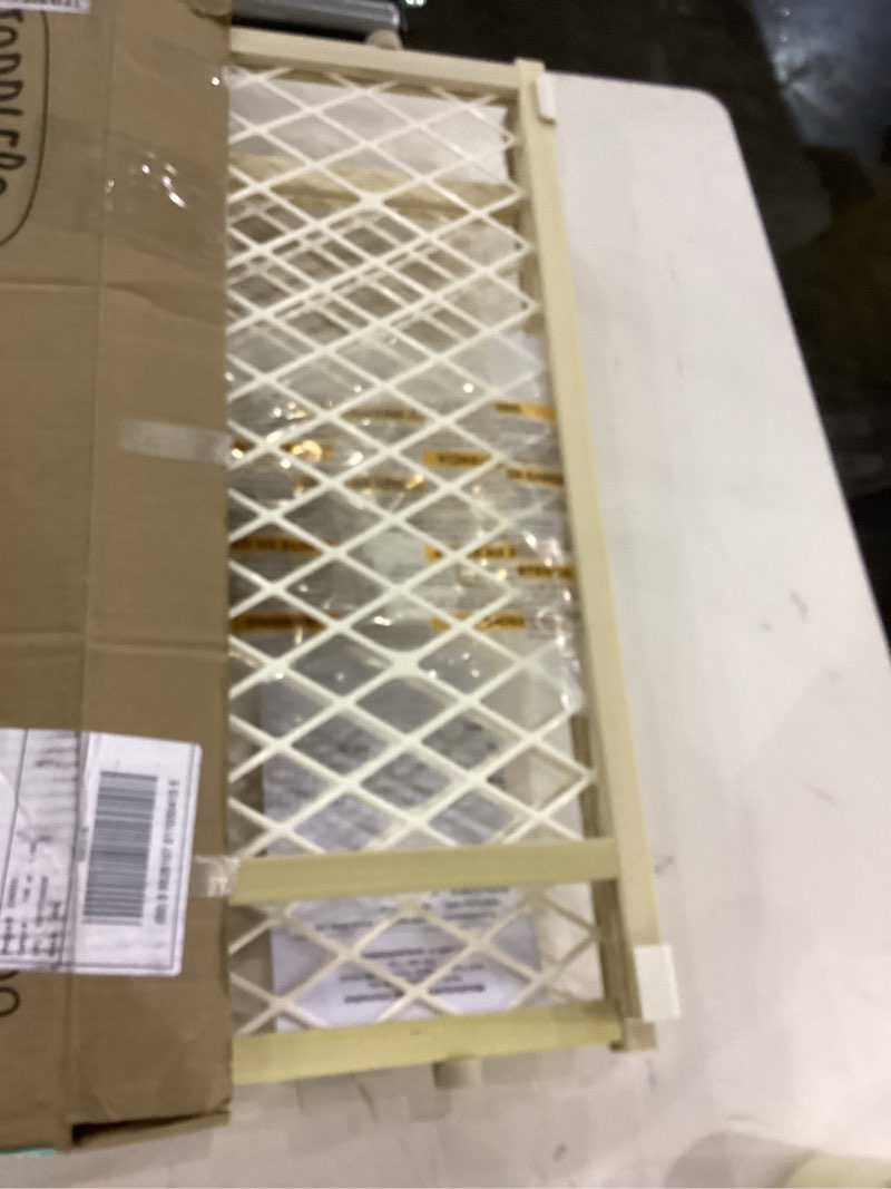 Condition photo showing New/Like New for Toddleroo by North States Diamond Mesh Wooden Baby Gate: 26.5"- 42" Wide. Pressure Mounted Baby Gate for Doorway. (23" Tall, Sustainable Hardwood)