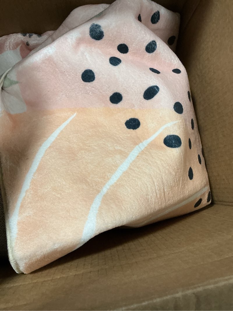 Condition photo showing As Is for lahome pink carpet for living room - 4x6 area rug for bedroom washable non-slip boho rug throw cute soft nursery kids rug, abstract botanical print indoor rugs for kitchen entryway laundry dining room 4' x 6' (rectangular) pink