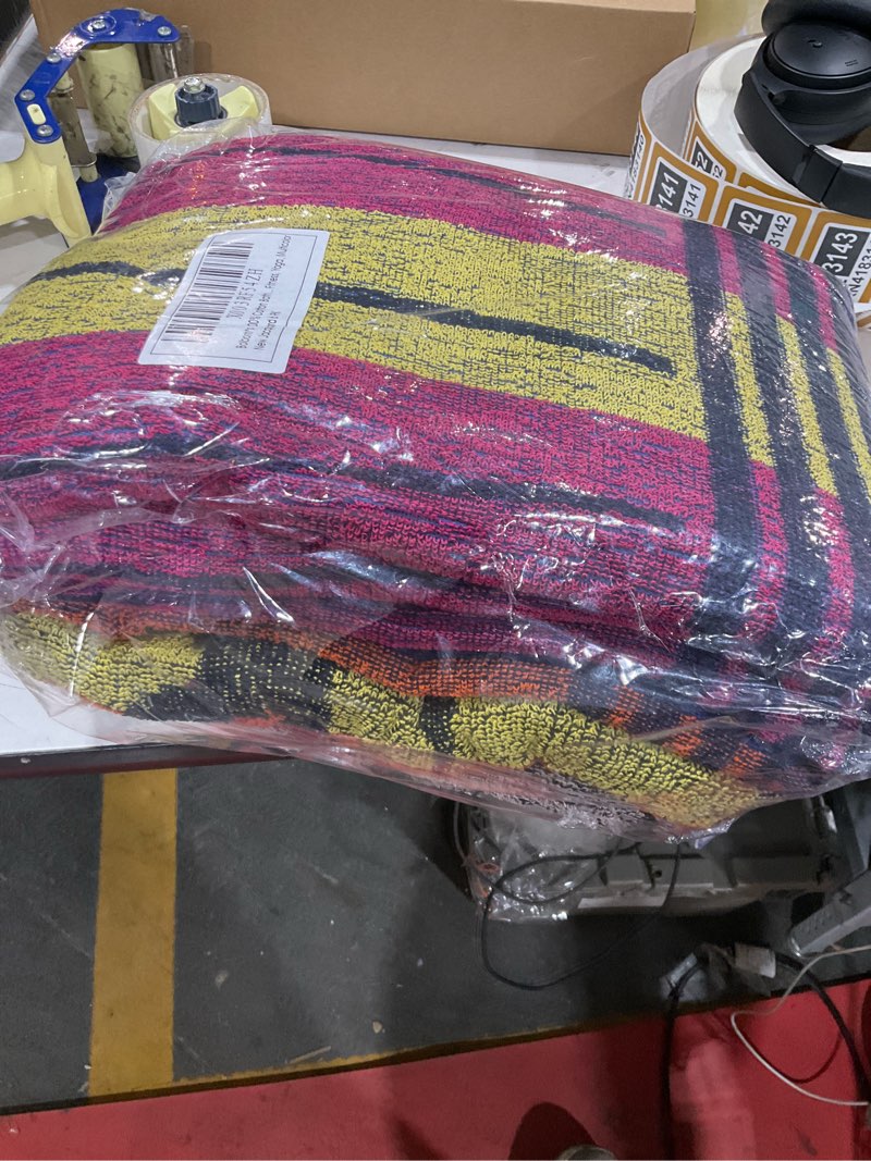 Condition photo showing Good Condition for beach towels 6 pack large 30x60-100% cotton beach & pool towels bulk cabana stripe - quick dry bath towel set for swim, beach essentials, bathroom, hot tub, yoga, hotel & airbnb guests green, purple, turquoise, orange, royal blue, pink