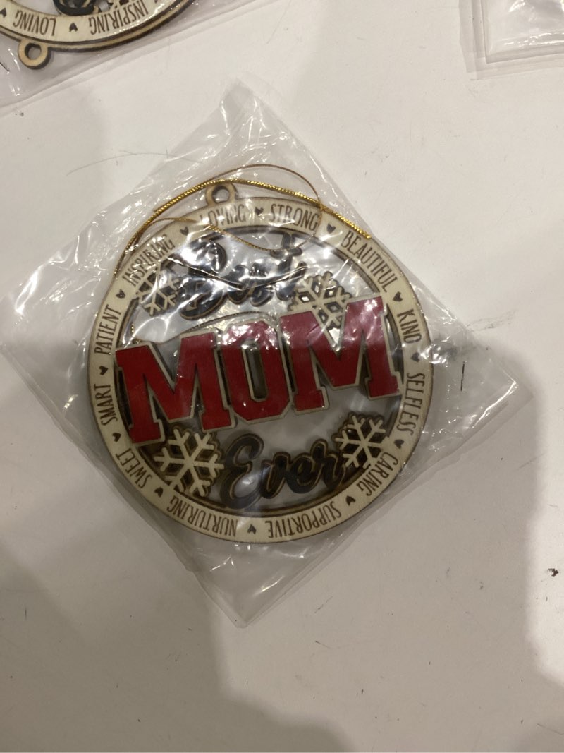 Condition photo showing New/Like New for Best Mom Ever Wooden Christmas Ornament – Rustic Holiday Tree Decoration, for Mom, Stocking Stuffer Keepsake, Sentimental Ornament from Daughter, Son, or Kids