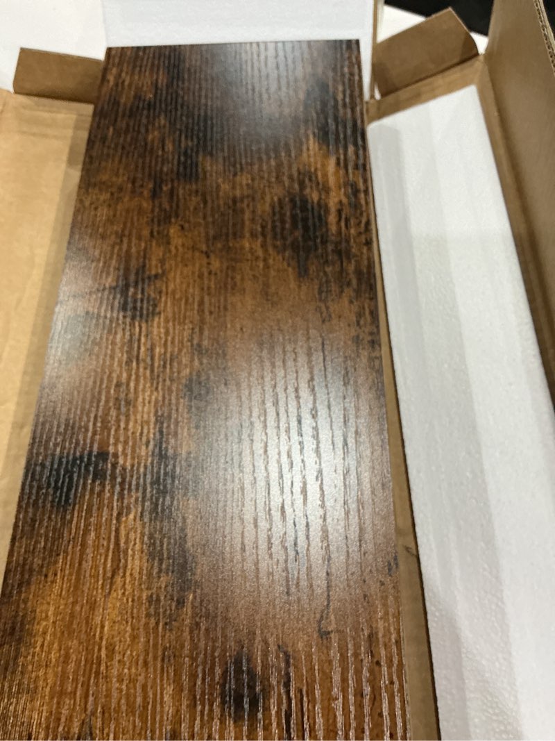 Condition photo showing As Is for bayka rustic brown floating shelves 22.5in, set of 2, wall mount wood shelf | easy install, 22lbs max load, hidden bracket, for bathroom bedroom living room or kitchen, hanging shelf book decor storage b. rustic brown - americana farmhouse style 2 22.5inches