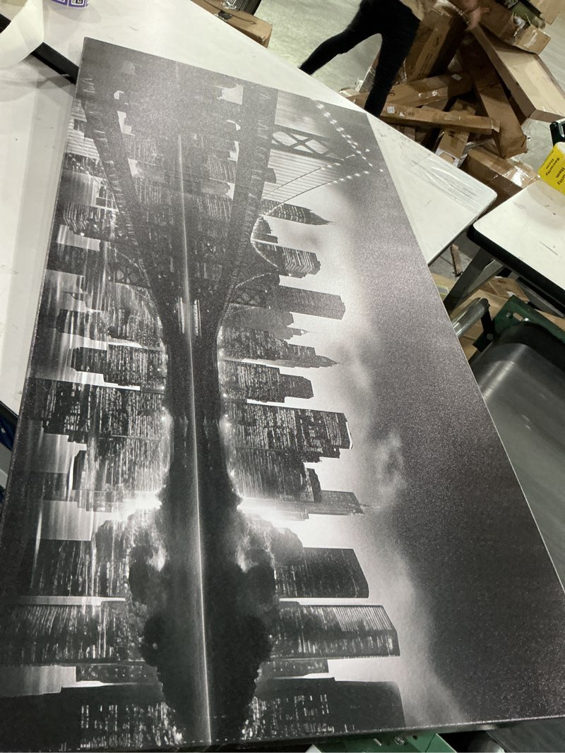 Condition photo showing New/Like New for wieco art new york manhattan night view in black and white giclee canvas prints modern stretched and framed art work cityscape pictures paintings on canvas wall art for bedroom home decorations
