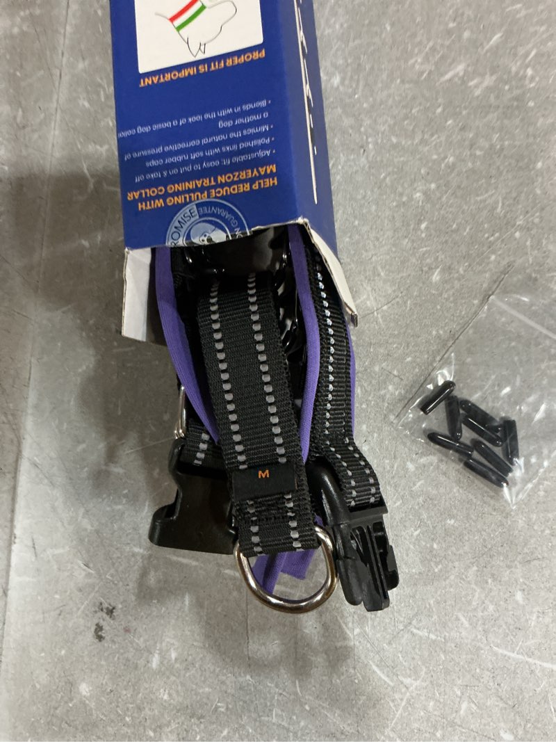 Condition photo showing Good Condition for mayerzon martingale no pull collar for medium large dogs, patented anti pull dog collar with buckle for walking training, with neoprene padding and reflective stitching, adjustable(purple trim, m) black(purple trim) medium,2.5mm,14.5"-18.5"neck