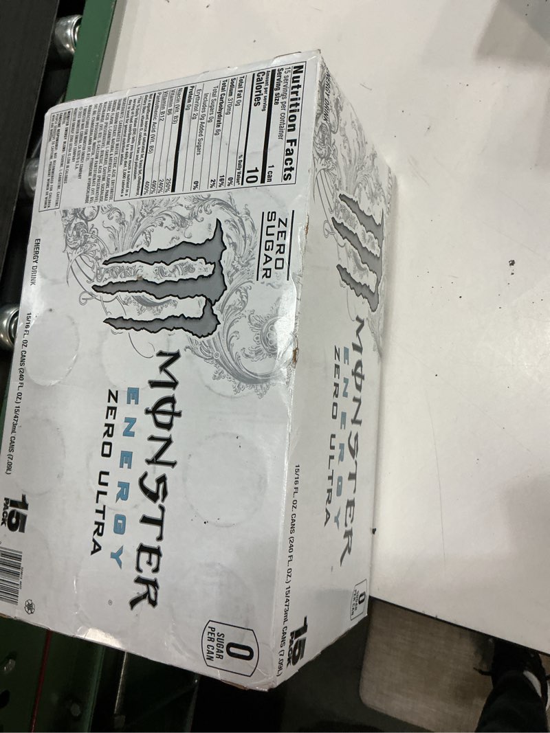 Condition photo showing Good Condition for (Unknown best by date)Monster Energy Zero Ultra, Sugar Free Energy Drink, 16 Ounce (Pack of 15) Zero Ultra 16 Fl oz (Pack of 15)