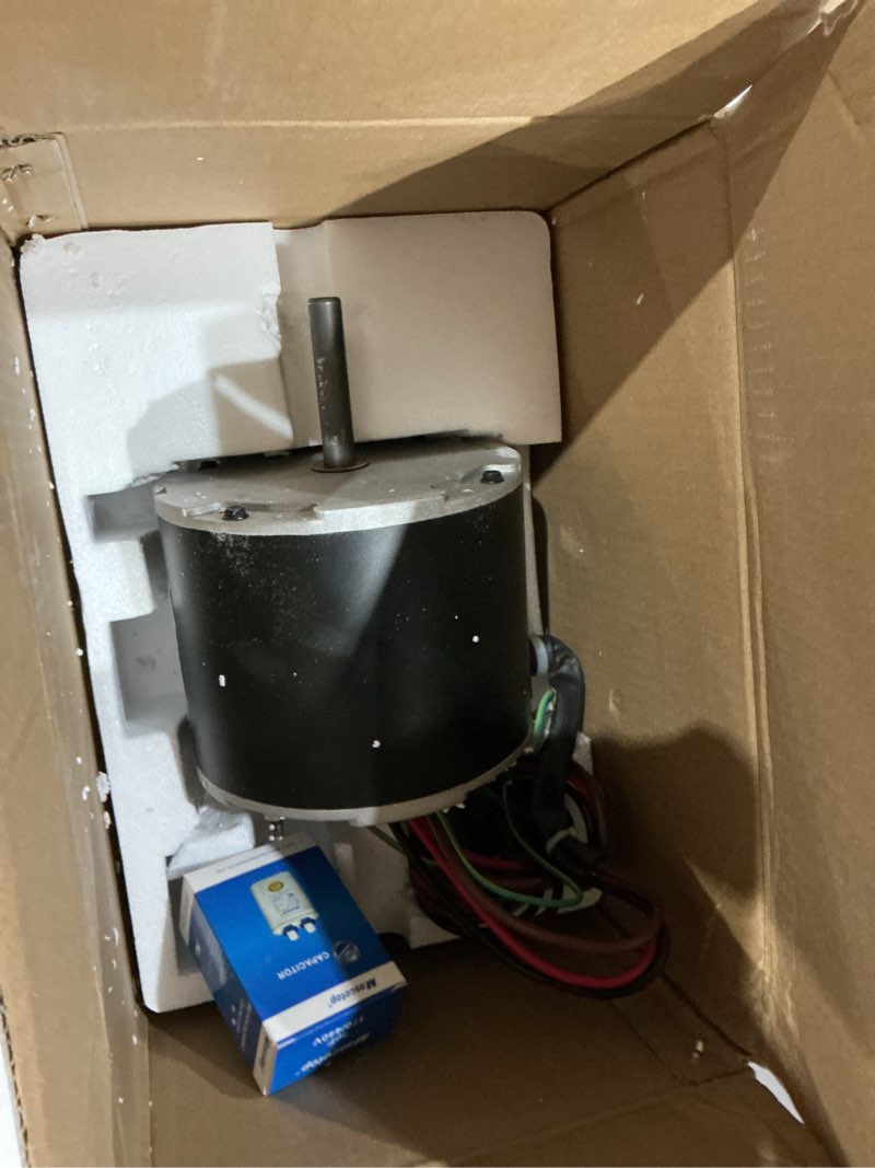 Condition photo showing As Is for f48aa68a50 condenser fan motor replacement for york, coleman, luxaire, genteq, a.o. smith thgf36s41s3a thgf60s41s3a f48m27a50 etc, 1/4 hp, 850 rpm, 208-230 volt, 1-year warranty