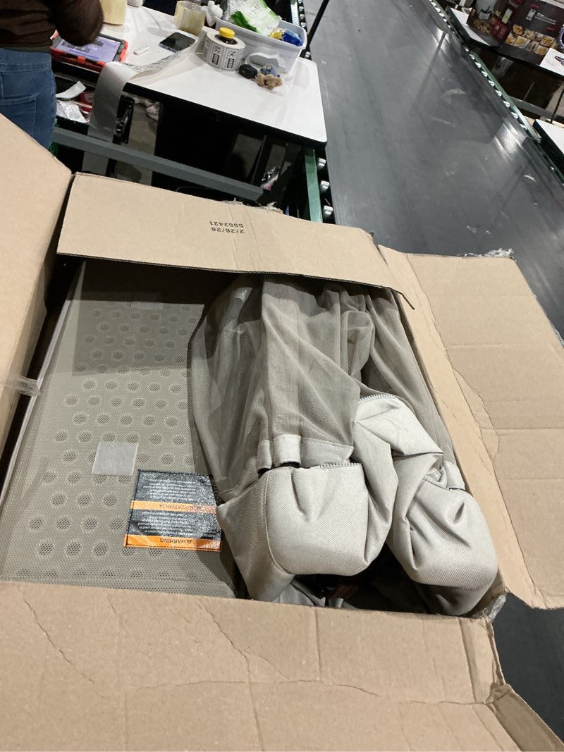 Condition photo showing As Is for uppababy remi playard | deluxe 3-in-1 portable playard, bedside bassinet + travel crib| mesh bassinet, mattress, organic cotton mattress cover + storage bag included | charlie (sand mélange)