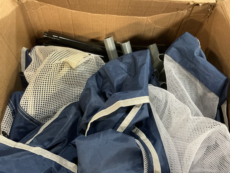 Condition photo showing As Is for 42x42 Inch Puppy Playpen with Cover, Dog Playpen for Puppies or Small Dogs, Pet Fence for Indoor & Outdoor, Sturdy Safety DogPen with Thickened Fabric, High-Strength Nylon Wire Mesh, Blue Blue With Cover