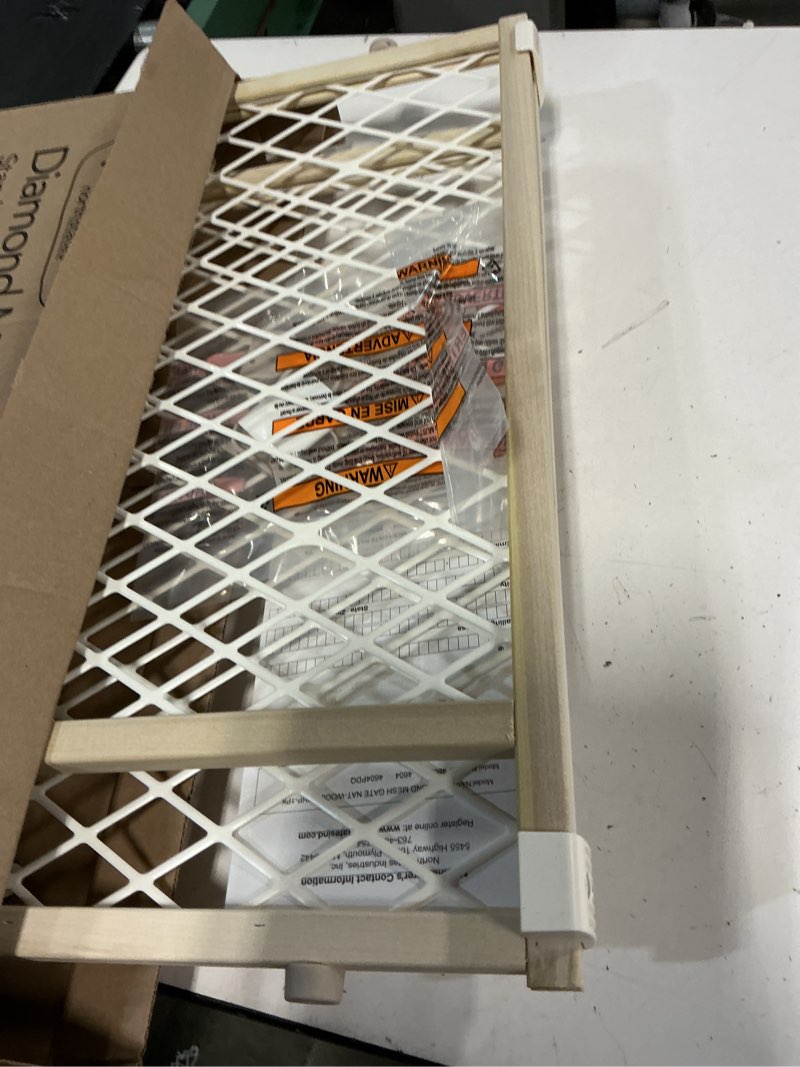 Condition photo showing Good Condition for toddleroo by north states - diamond mesh wooden baby gate: pressure mounted baby gate for doorways - adjustable 26.5 to 42 inches wide - 23 inches tall