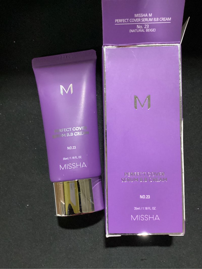 Condition photo showing As Is for missha m perfect cover serum bb cream no.23 natural beige-light/medium with cool/neutral undertone, skin tint, tinted moisturizer, skin care foundation makeup, 1.18 fl oz no.23 (natural beige)