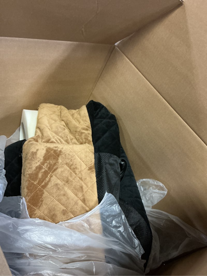 Condition photo showing As Is for Dog Car Seat for Small Medium Dogs,Detachable Washable Dog Booster Seat Under 30lbs, Pet Car Seat Travel Bed with Storage Pockets and Dog Safety Belt(Black/Brown)