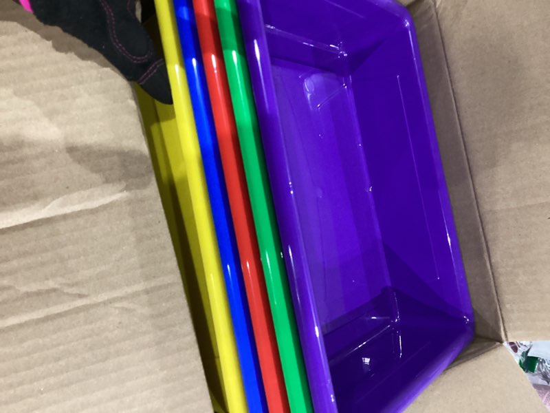 Condition photo showing Good Condition for Hoolerry 5 Pcs Plastic Cubby Storage Bins Classroom Cubby Organization with Self Adhesive Labels Bin Small Stackable Storage Containers Toy Book Box for School(14 x 10 x 3 Inch,Colorful) Colorful 14 x 10 x 3 Inch