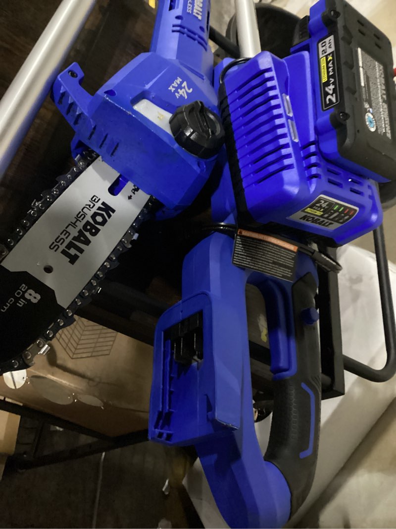 Condition photo showing As Is for kobalt gen4 40-volt 10-in 2.0 ah battery pole saw battery included , charger included