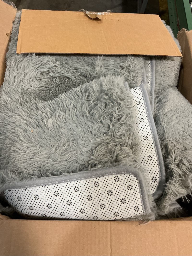 Condition photo showing Good Condition for 8x10 area rugs for living room bedroom rug, large shaggy soft plush furry bedside rug, area rugs for home decor (light grey, 8x10 feet) 8' x 10' (rectangular) light grey