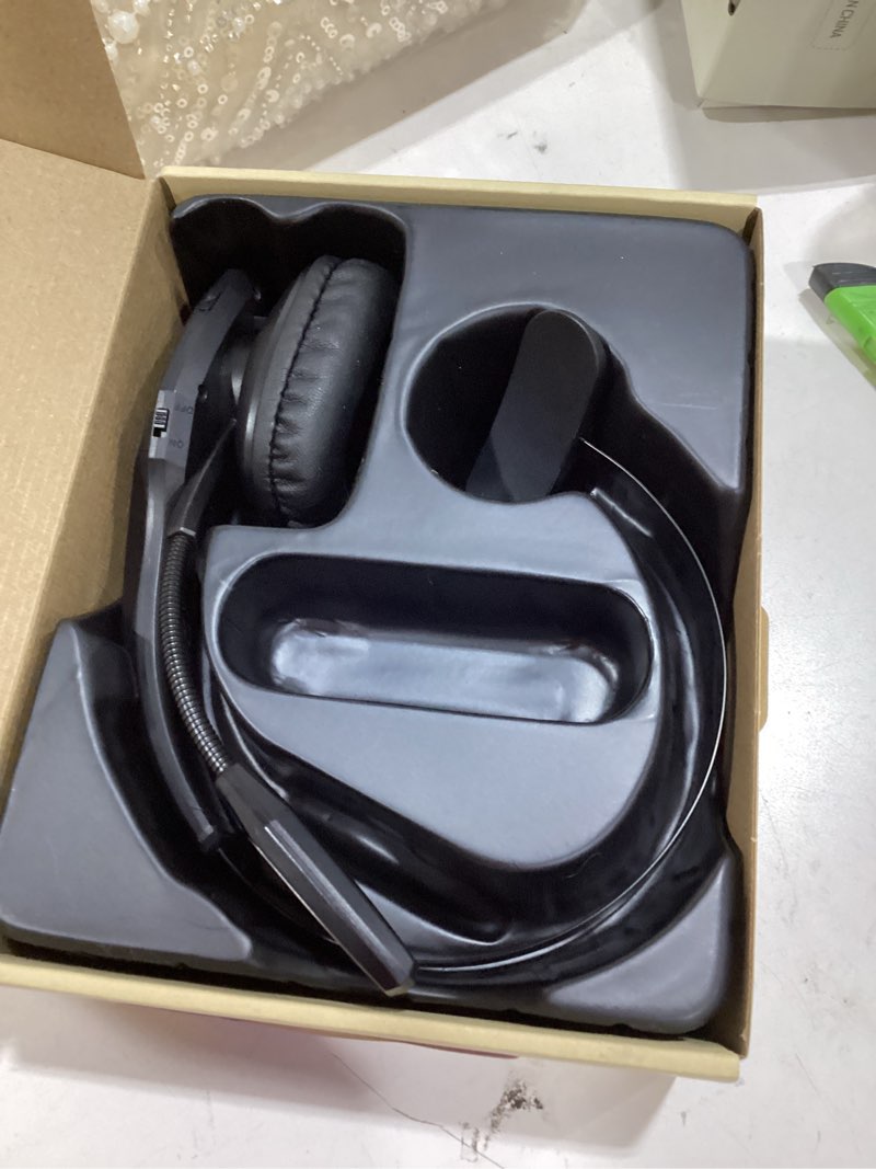 Condition photo showing As Is for trucker bluetooth headset, wireless headset with mic, bluetooth headsets with dual noise cancelling microphone & mute button, 55hrs working time pc headsets for cell phones, computer, truck driver black